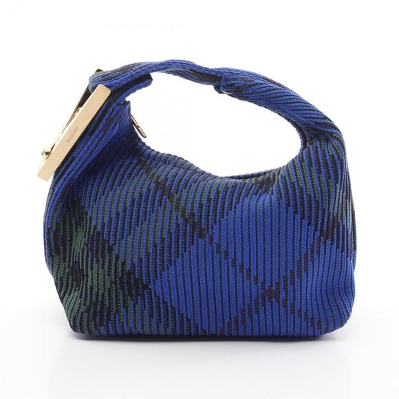 Burberry Mini Peg Duffle Bag, Knit Fabric, Women's, Blue/Green, 8082419 - Picture 1 of 7